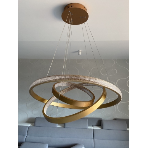 Złota wisząca lampa LED ring 80cm 112Watt L130